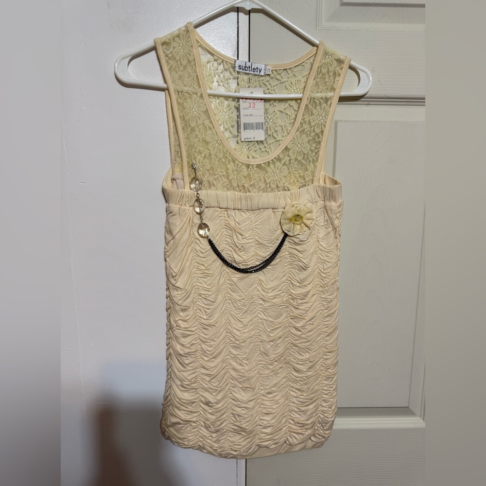 Cream Lace and Ruched Dress - Picture 1 of 4